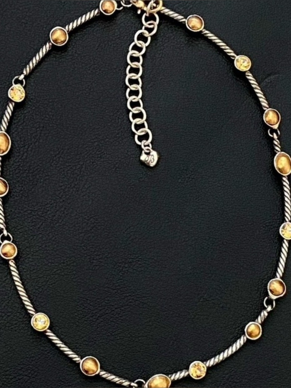 Brighton two tone Silver Gold tone with Orange Swarovski Crystals Link Necklace